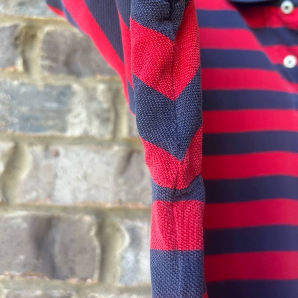 Y2K POLO RALPH LAUREN Striped Short Sleeve Polo Prep Old Money Dad Collegiate XL - Picture 5 of 14